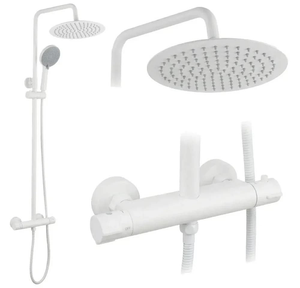 wohnwerk.idee Duschsystem Regendusche mit Thermostat & Handbrause Weiß - Bild 2