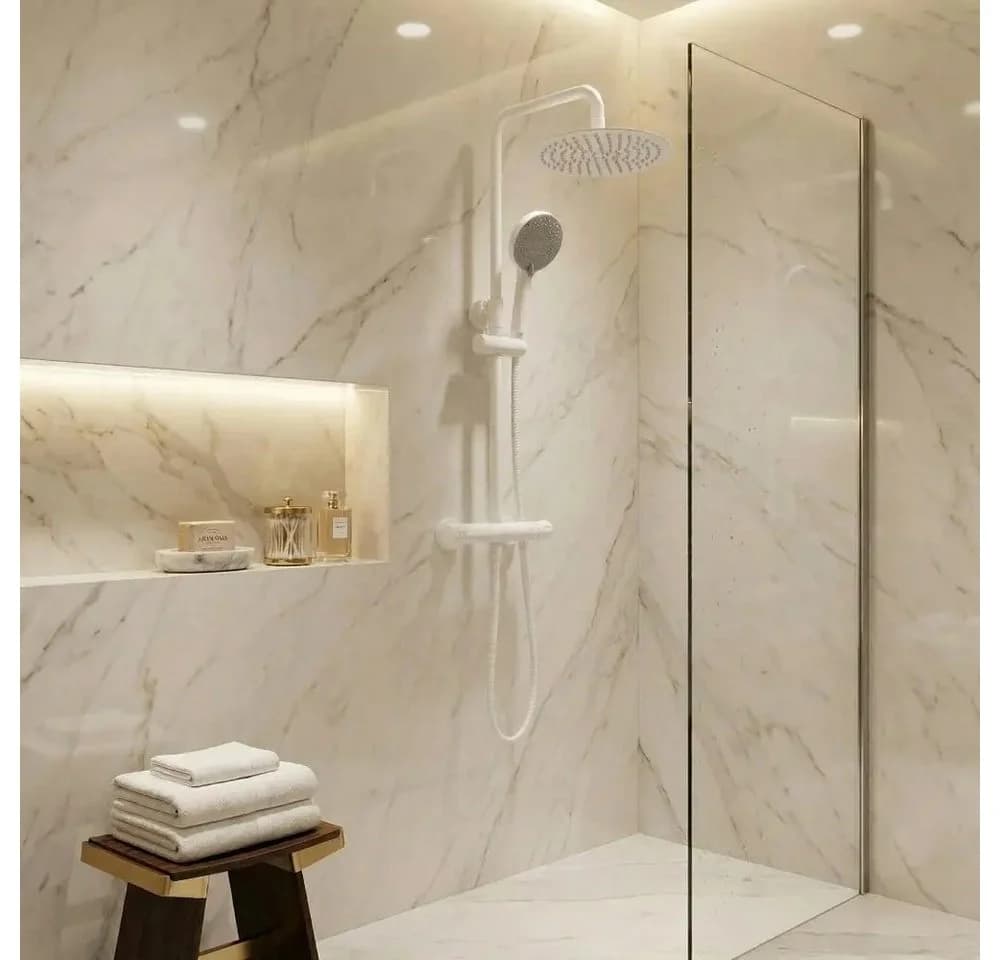 wohnwerk.idee Duschsystem Regendusche mit Thermostat & Handbrause Weiß - Bild 5