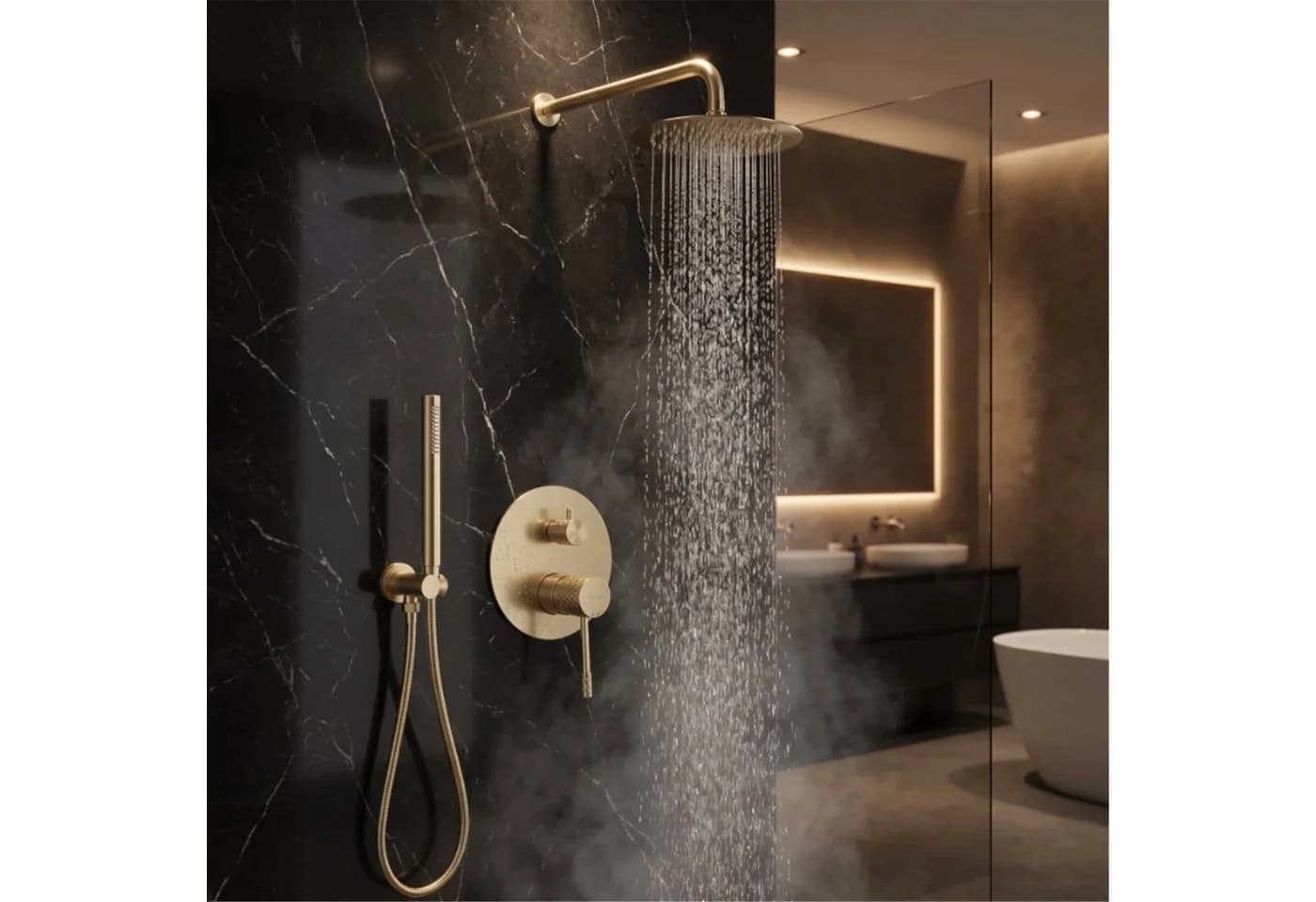 wohnwerk.idee Duschsystem Unterputz Duschset Diamond Regendusche Gold Matt - Bild 3