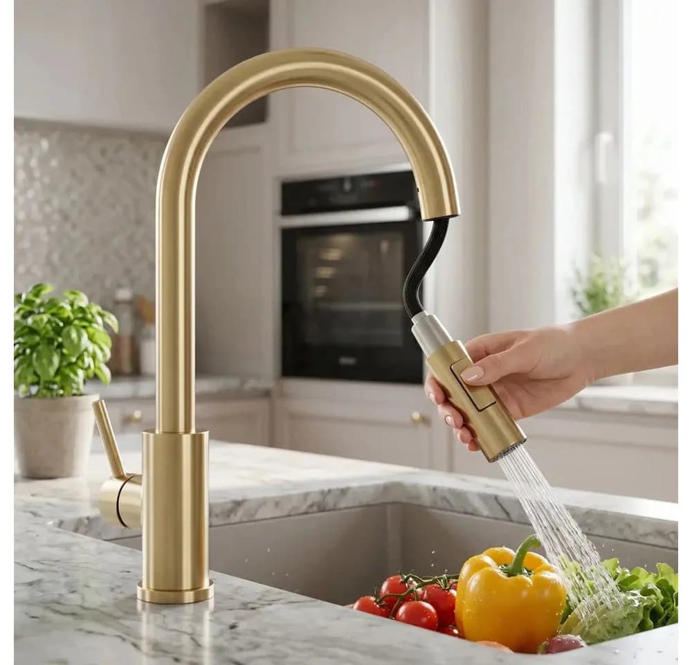 wohnwerk.idee Küchenarmatur ausziehbar mit Touch-Funktion Gold Matt - Bild 3