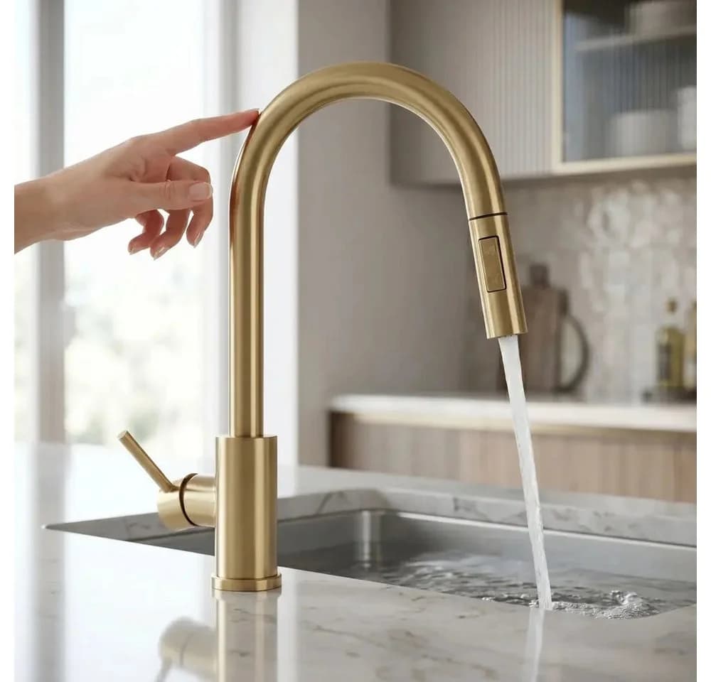wohnwerk.idee Küchenarmatur ausziehbar mit Touch-Funktion Gold Matt - Bild 4