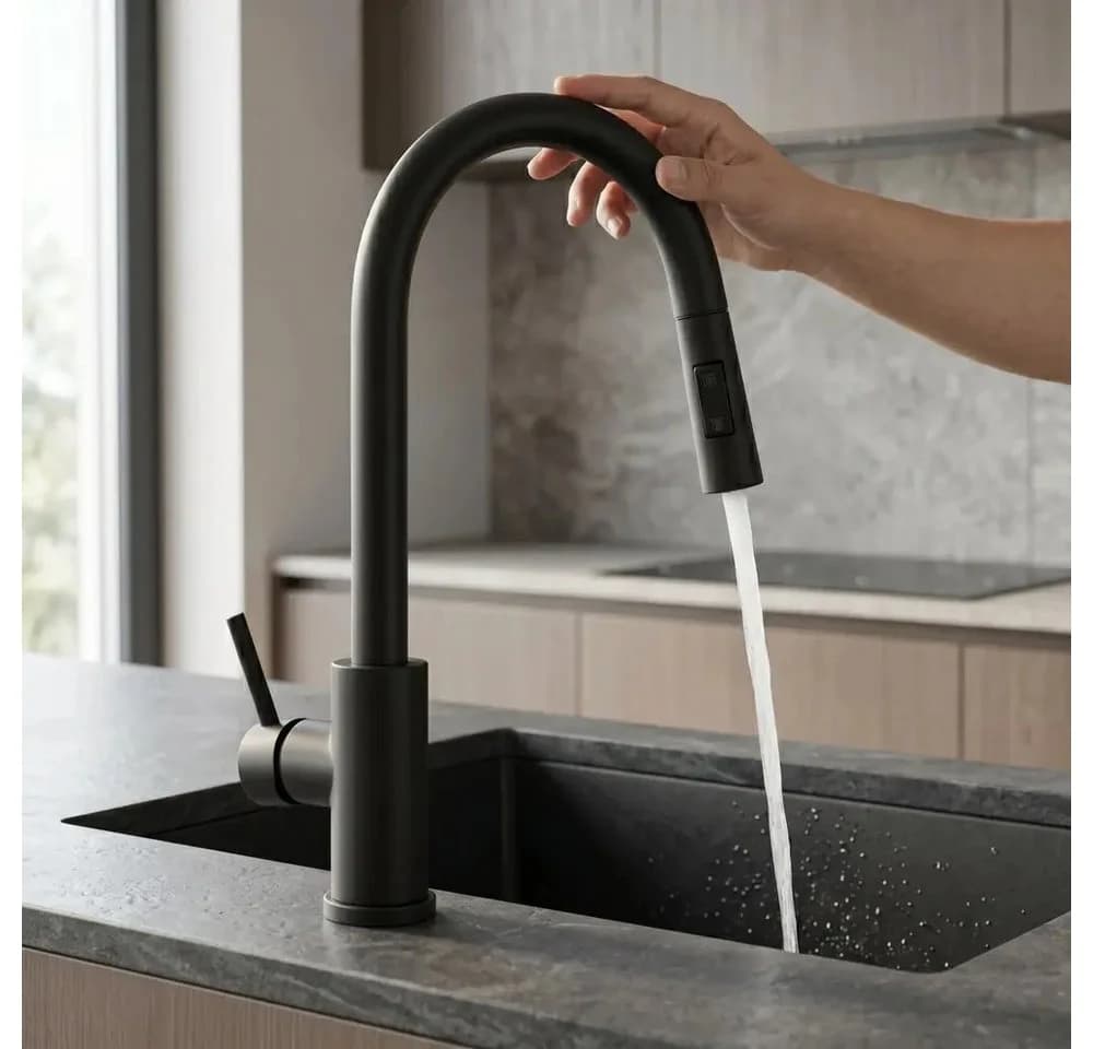 wohnwerk.idee Küchenarmatur Schwarz Touch-Funktion ausziehbar
