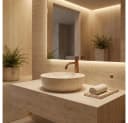 wohnwerk.idee Aufsatzwaschbecken Beige Oval Naturstein Optik Bild 1