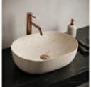wohnwerk.idee Aufsatzwaschbecken Beige Oval Naturstein Optik Bild 3
