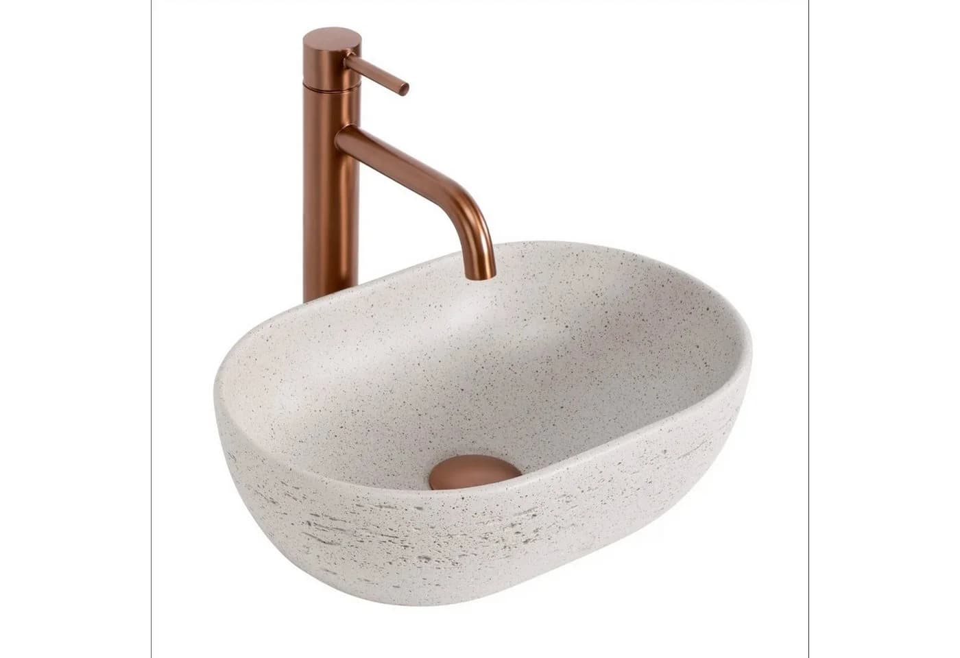 wohnwerk.idee Aufsatzwaschbecken Mira Greige Kompositstein Oval - Bild 2