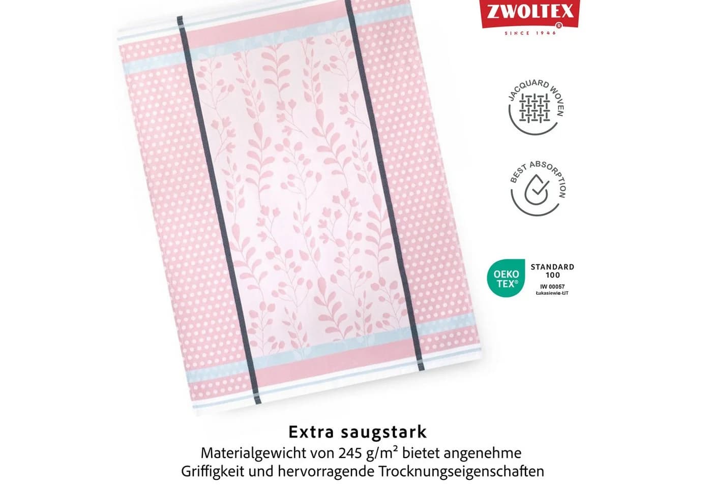 Zwoltex Jacquard Geschirrtuch 100% Baumwolle OEKO-TEX 100 - Bild 4