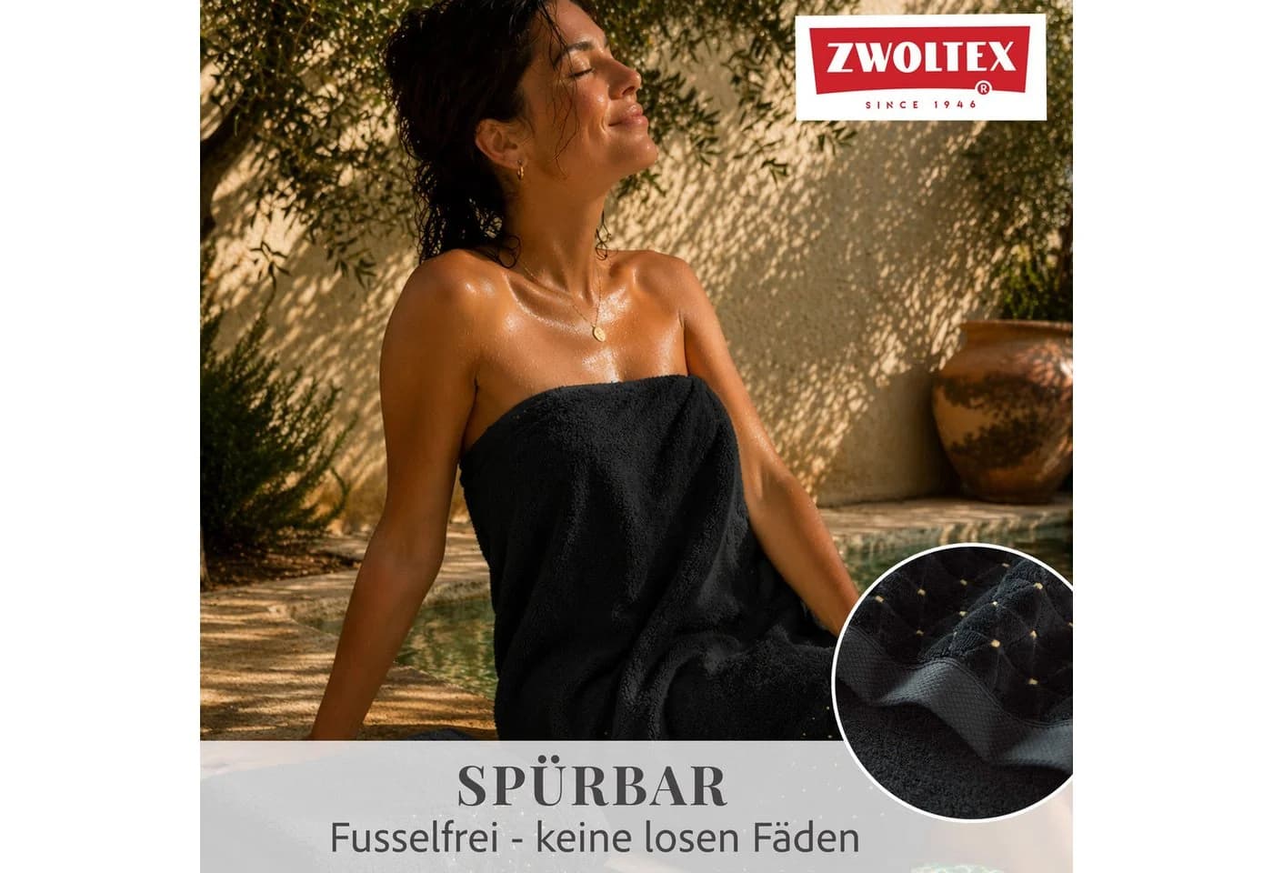 Zwoltex Handtuch Set 3-tlg. Oscar Schwarz 100% Baumwolle - Bild 3