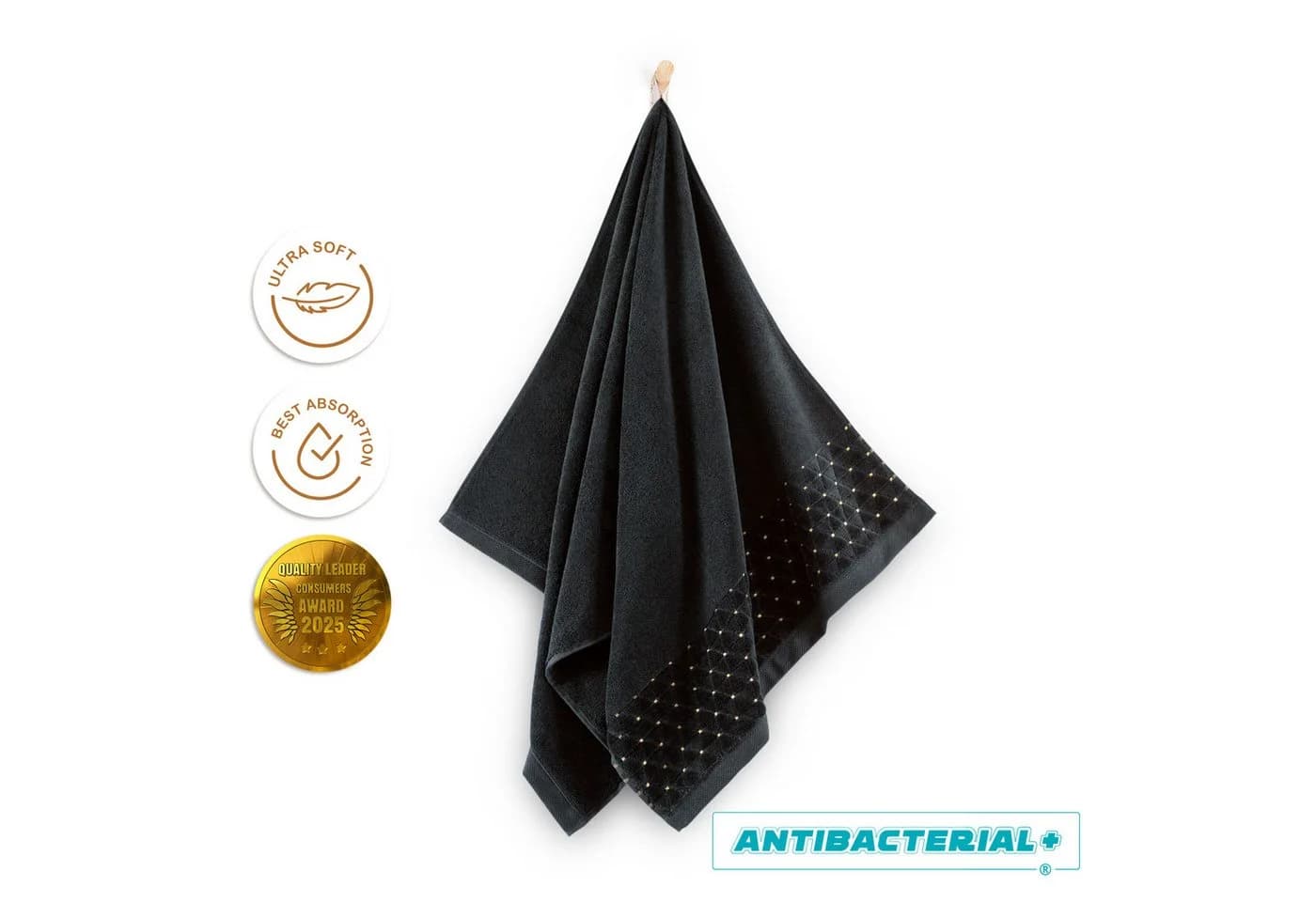 Zwoltex Handtuch Set 3-tlg. Oscar Schwarz 100% Baumwolle - Bild 4