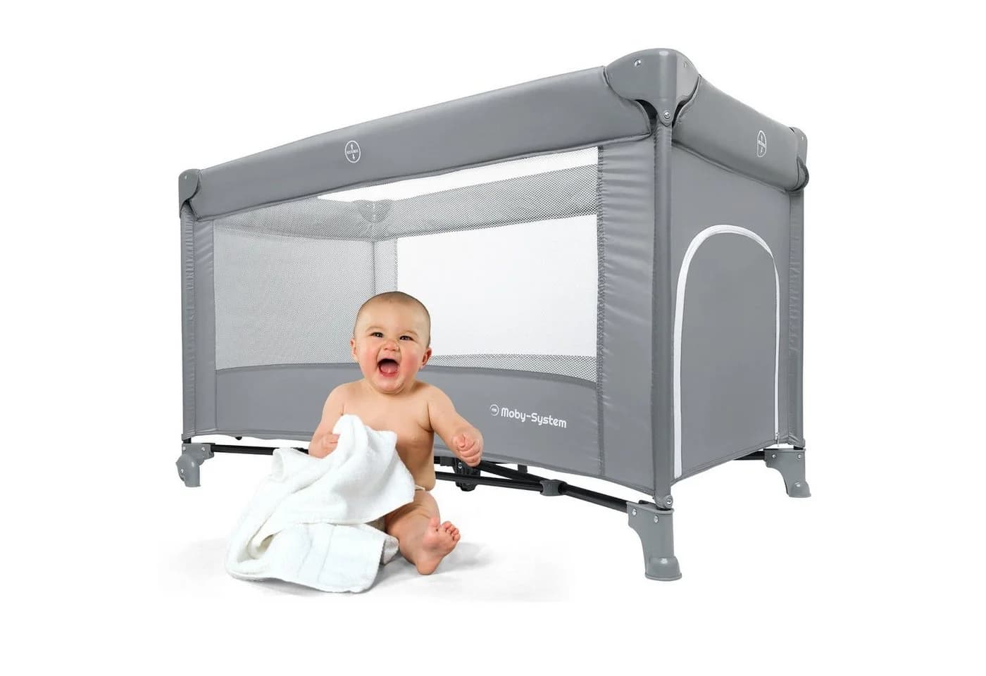 Moby-System Reisebett Happy Traveller BASIC Grau Kompakt