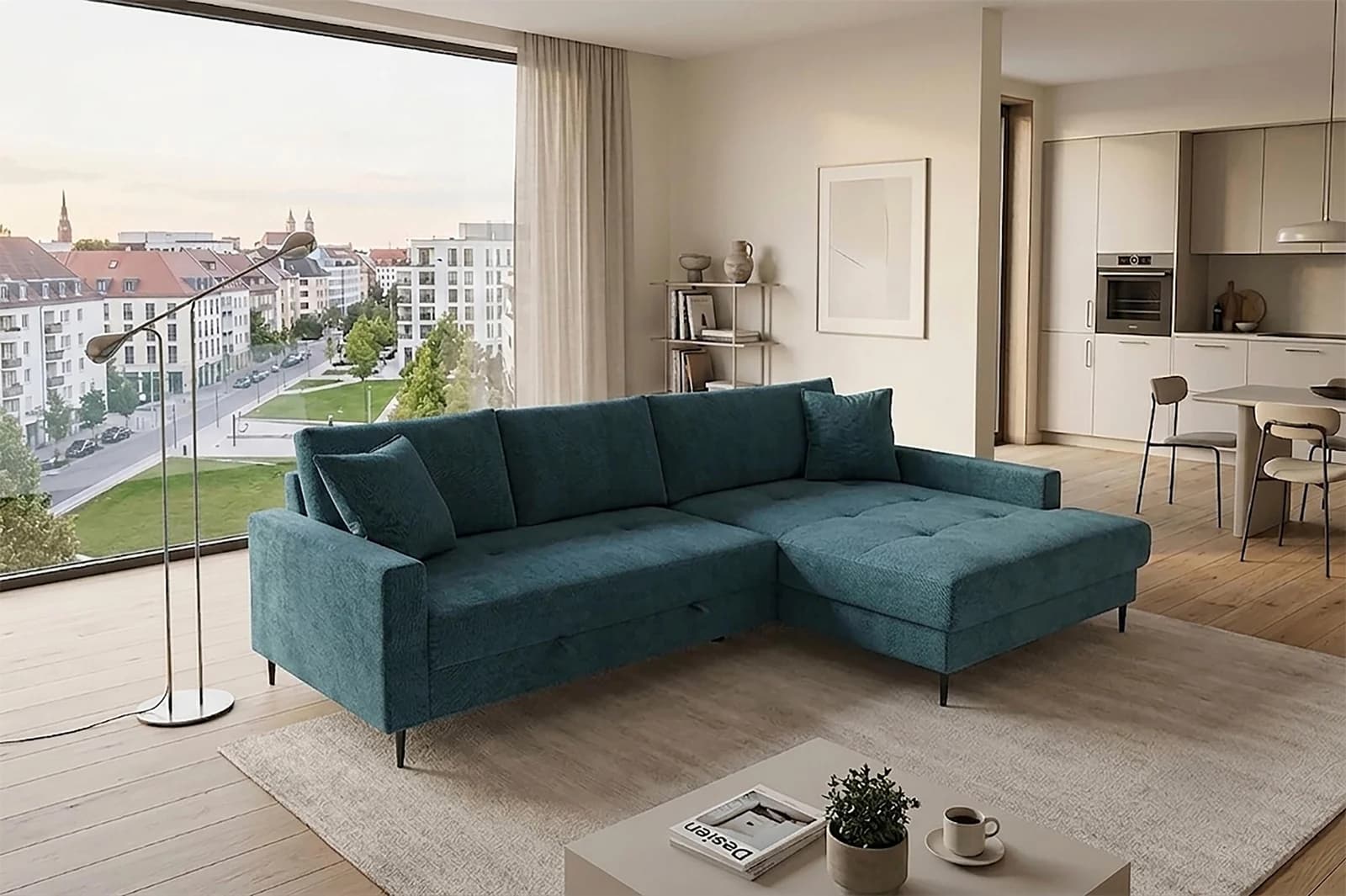 TRENDS BY HG Ecksofa Summer L-Form mit Schlaffunktion Teal