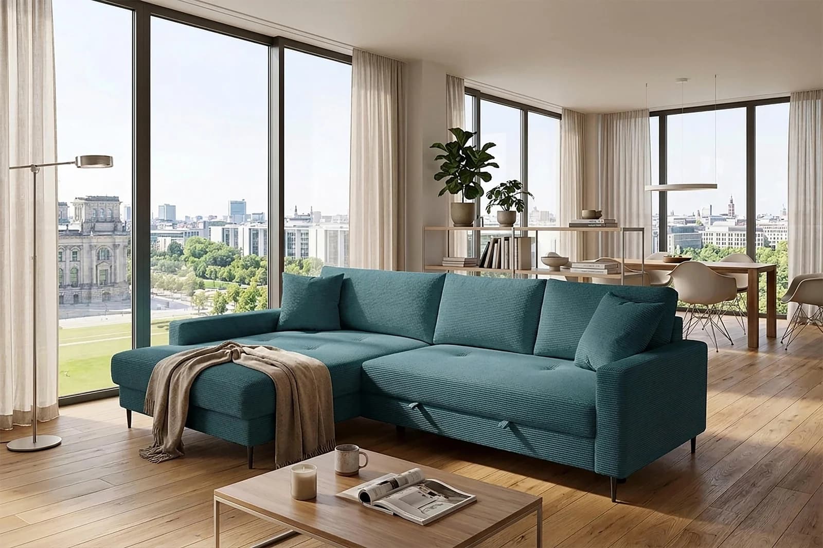 TRENDS BY HG Ecksofa Summer L-Form mit Schlaffunktion und Recamiere