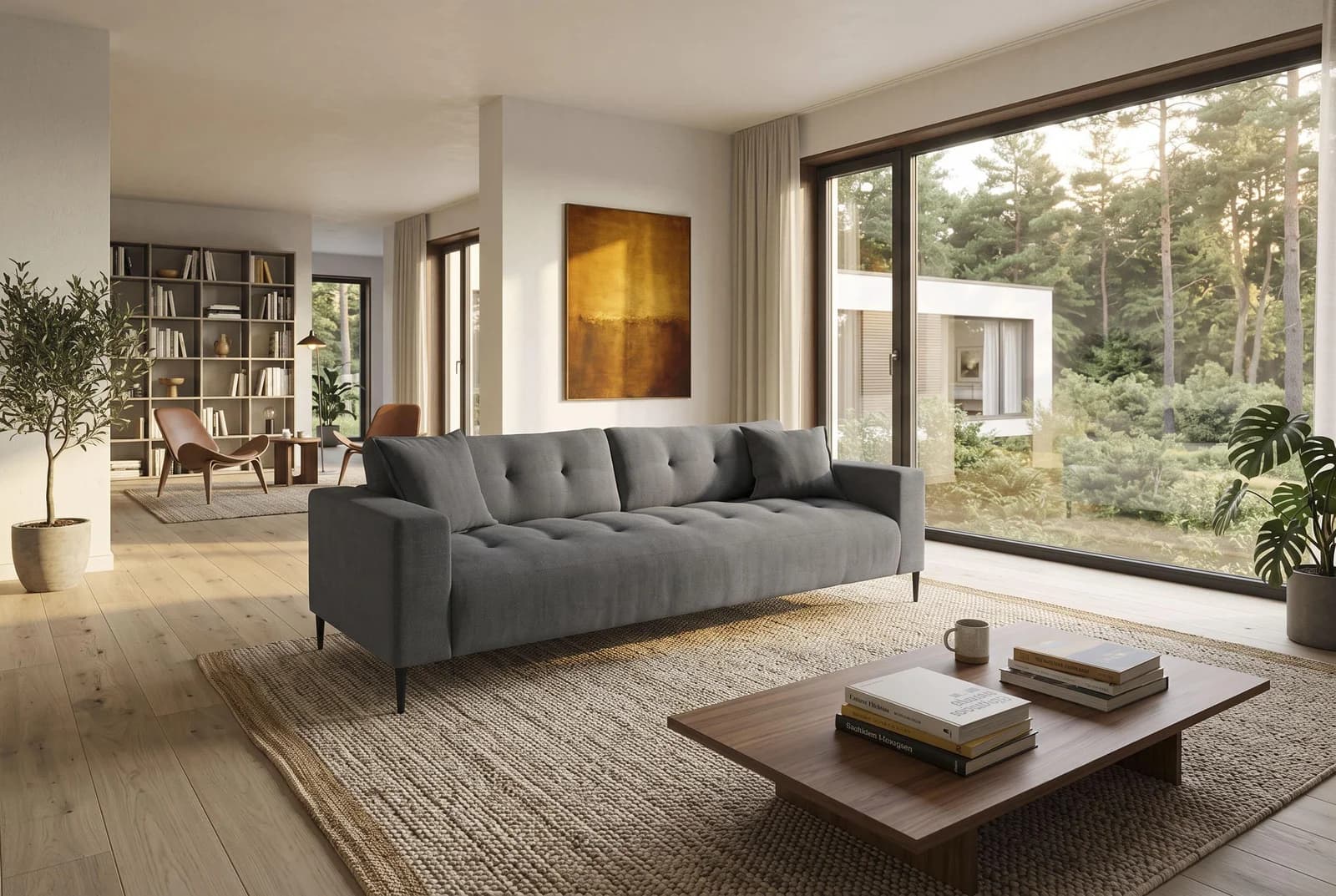 TRENDS BY HG 3-Sitzer Sofa Leo grau Chenille