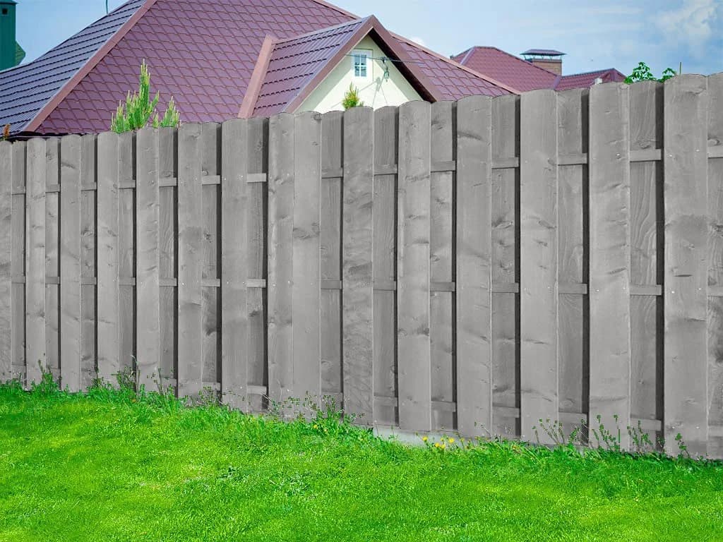 Woodtex Sichtschutzzaun Kiefernholz Grau blickdicht - Bild 5