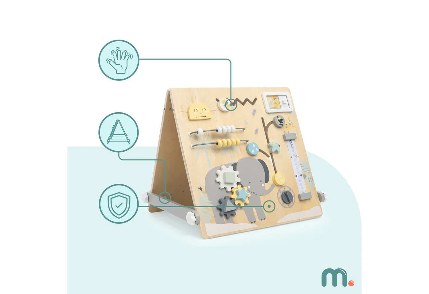 Mamabrum Lernboard 2in1 Magnettafel & Busy Board Holz für Kinder ab 2 Jahren