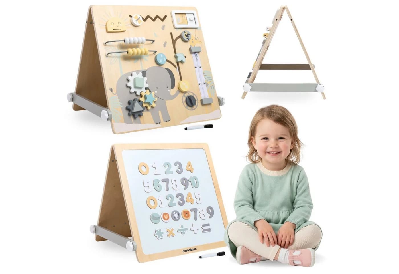 Mamabrum Lernboard 2in1 Magnettafel & Busy Board Holz für Kinder ab 2 Jahren - Bild 2