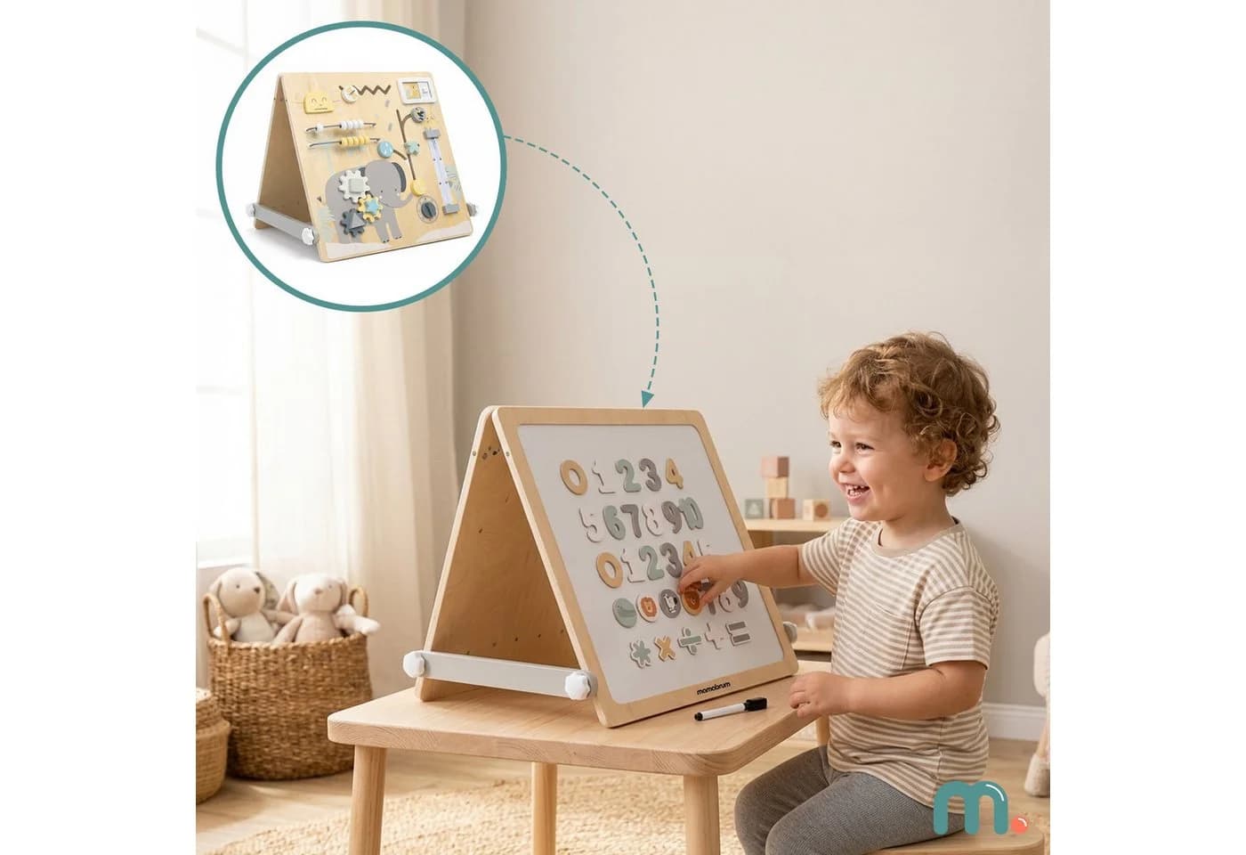 Mamabrum Lernboard 2in1 Magnettafel & Busy Board Holz für Kinder ab 2 Jahren - Bild 3