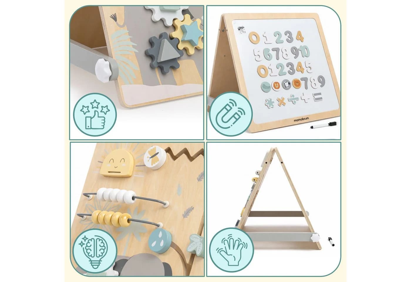 Mamabrum Lernboard 2in1 Magnettafel & Busy Board Holz für Kinder ab 2 Jahren - Bild 4