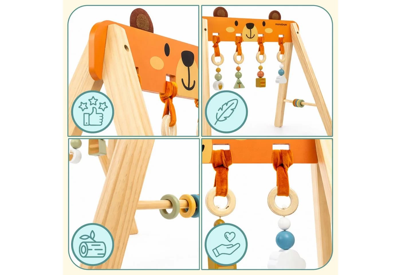 Mamabrum Baby Gym Holz Spielbogen Montessori mit Anhängern - Bild 4
