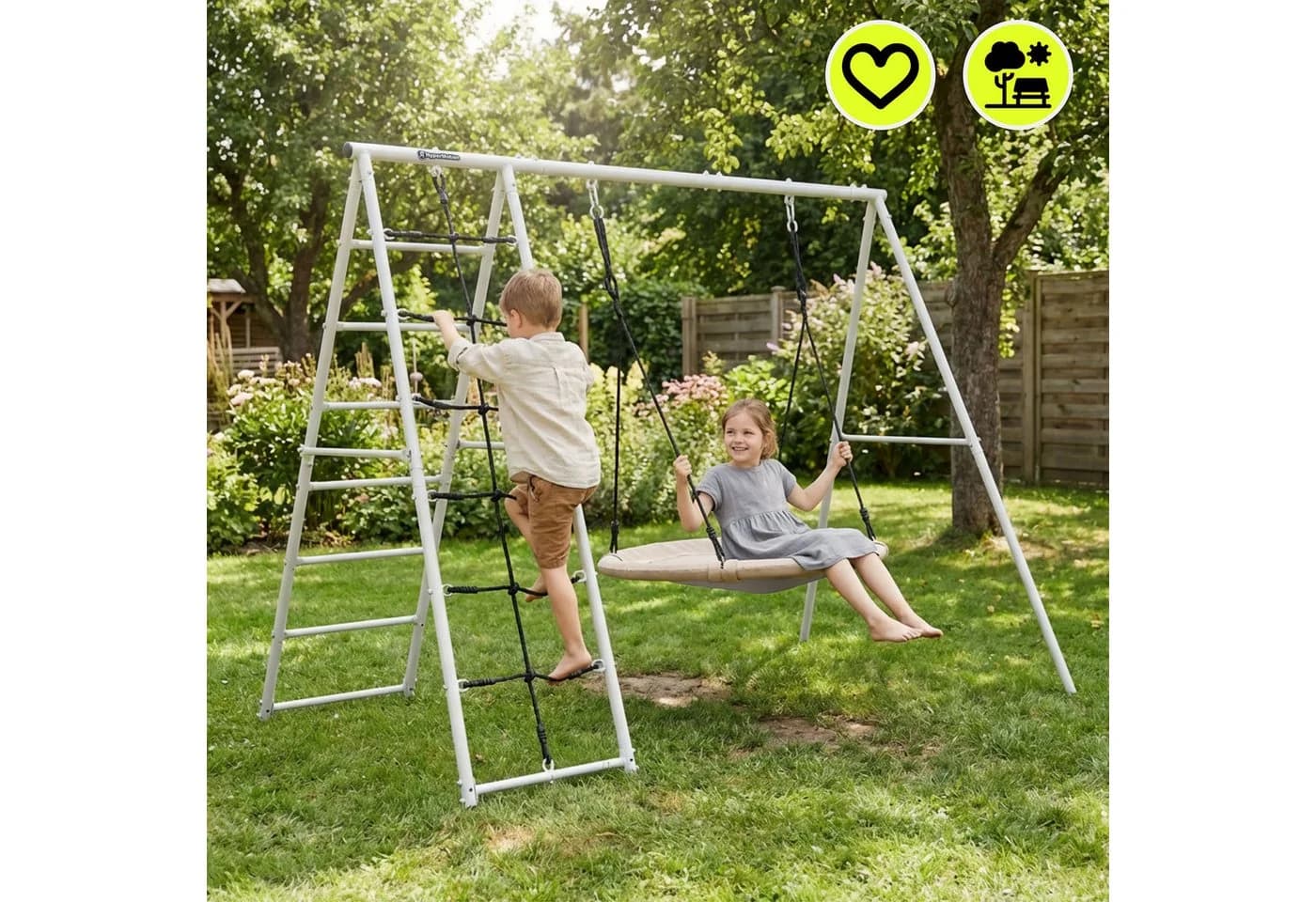 HyperMotion XL Spielturm 3in1 Nestschaukel Klettergerüst Garten - Bild 3