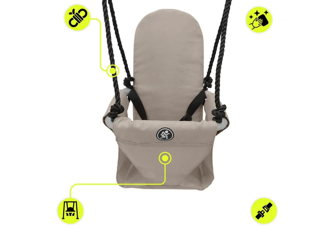 HyperMotion Babyschaukel 2in1 mit Leiter klappbar Grau/Beige - Bild 4