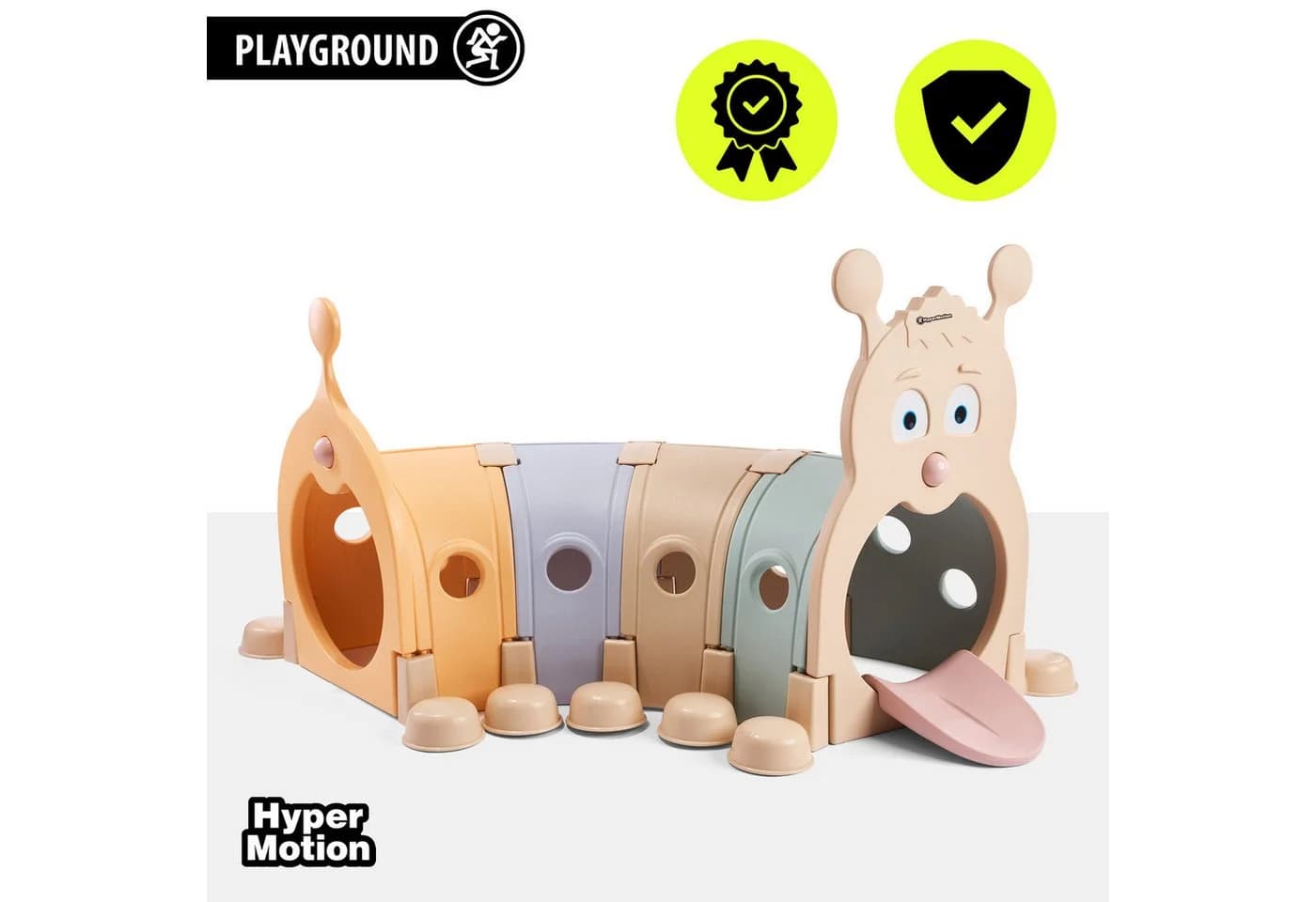 HyperMotion Spieltunnel Raupe 190 cm Pastell