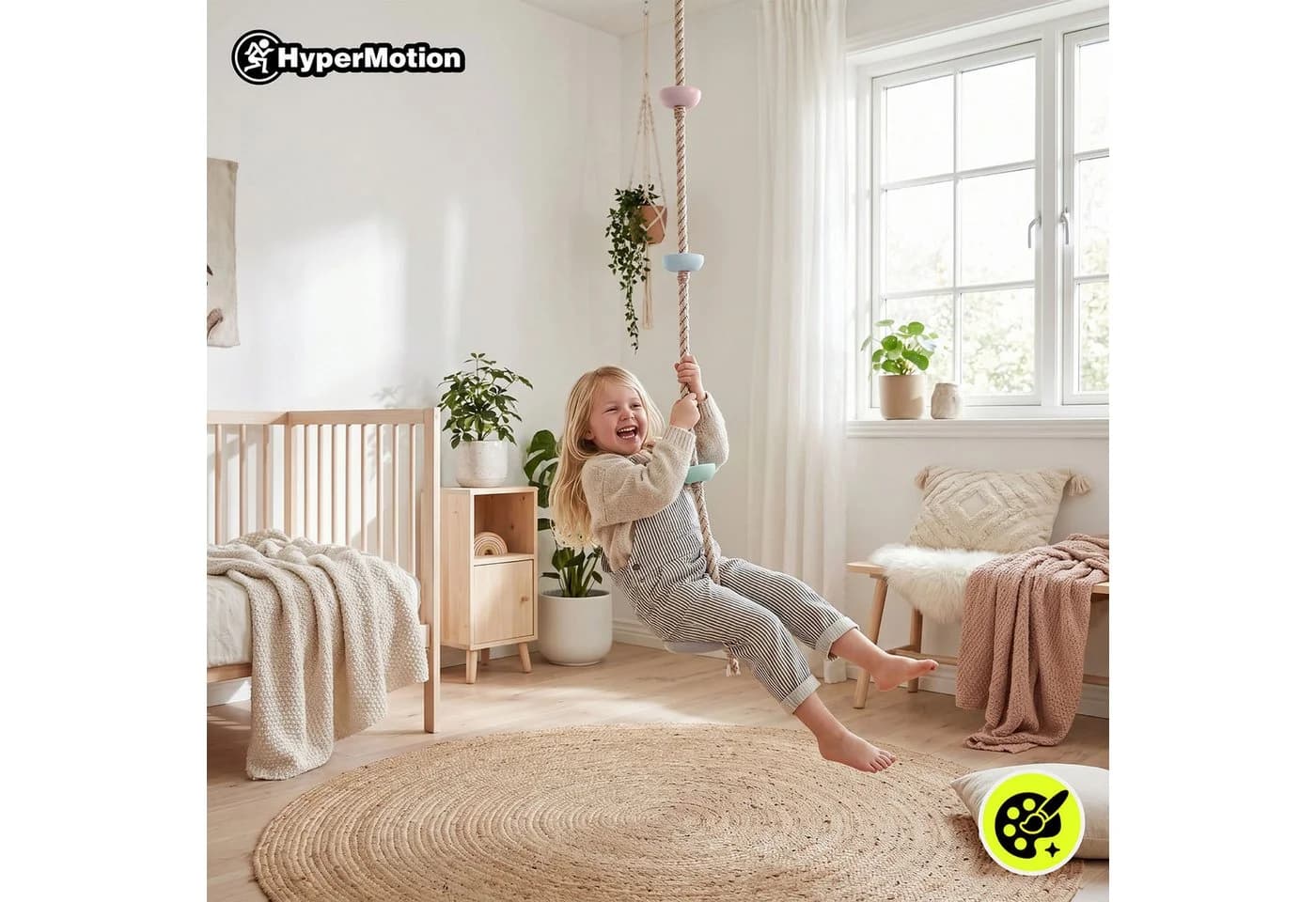 HyperMotion Kletterseil mit Schaukel und Scheibe 2 m - Bild 3