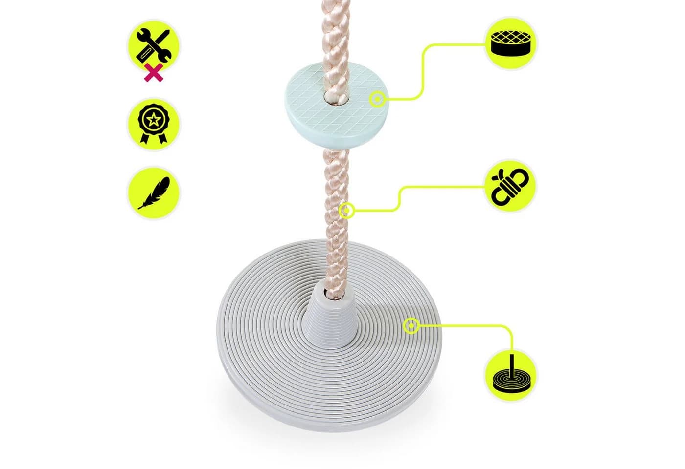 HyperMotion Kletterseil mit Schaukel und Scheibe 2 m - Bild 4