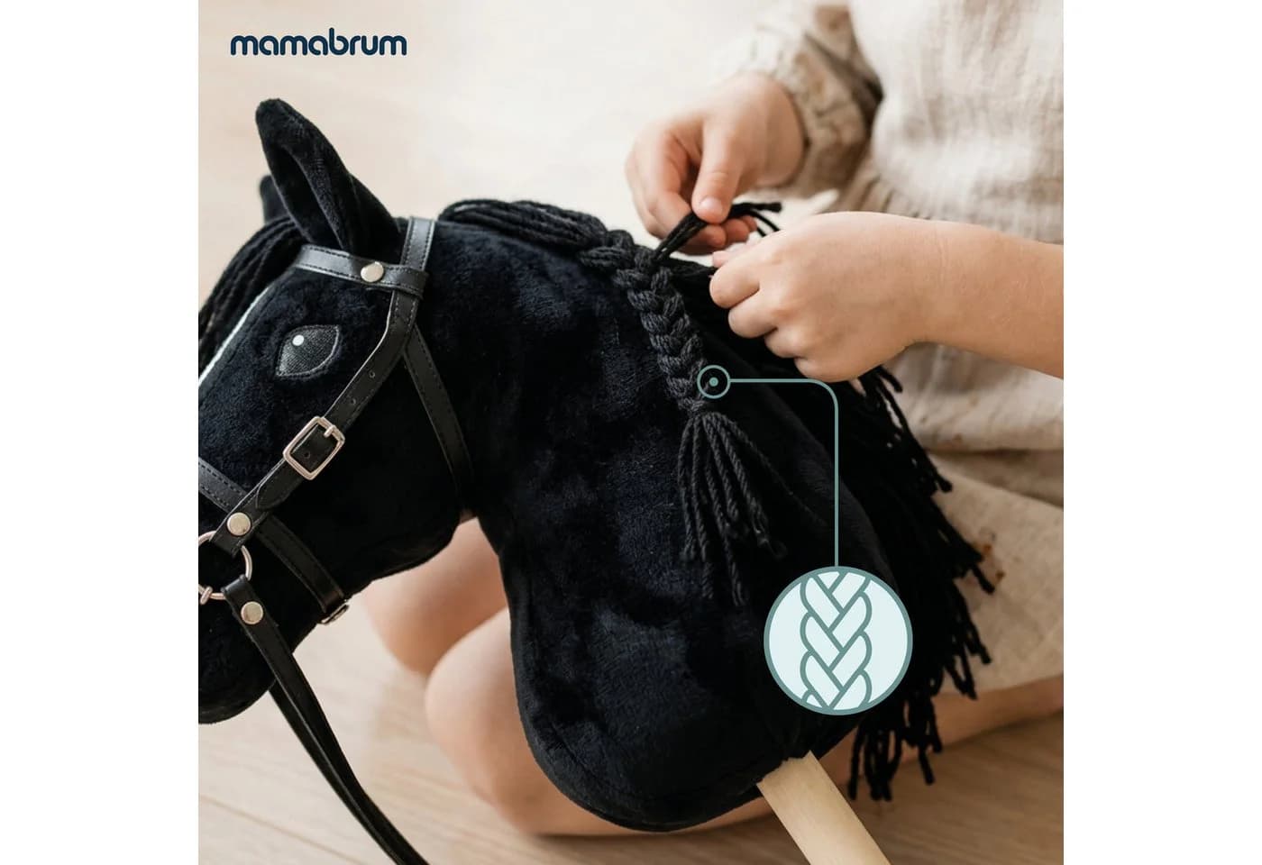 Mamabrum Steckenpferd Hobby Horse Schwarz 68 cm - Bild 3