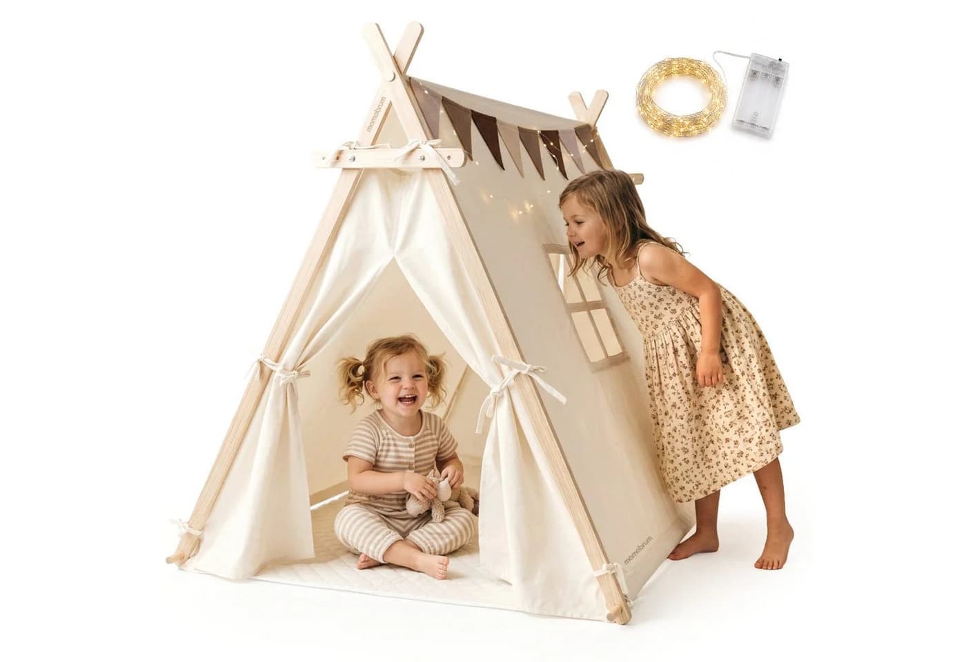 Mamabrum Tipi Zelt für Kinder mit Kiefernholzgestell und Zubehör - Bild 2