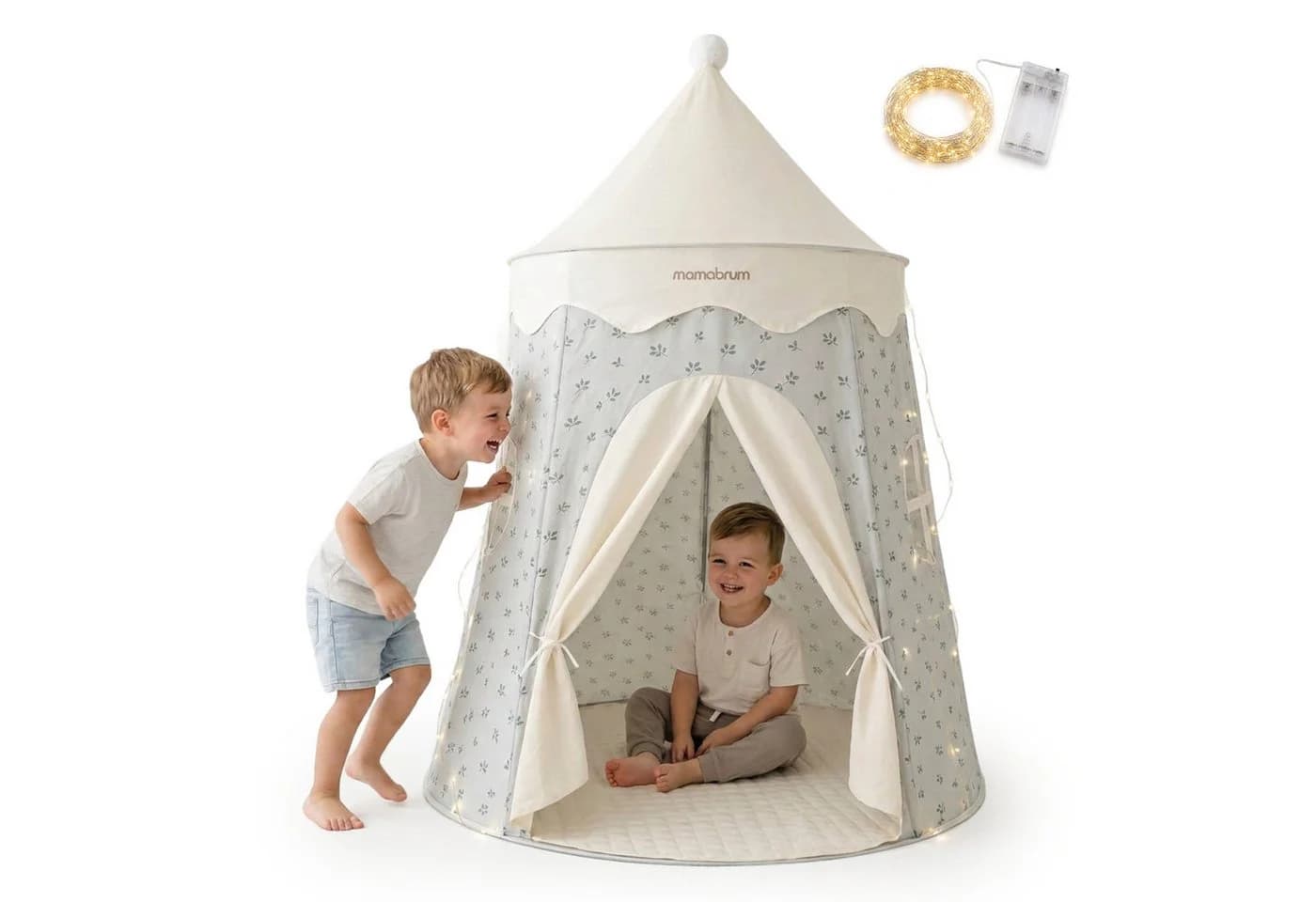 Mamabrum Spielzelt Schloss mit Matte & LED Grün Blättermuster - Bild 2