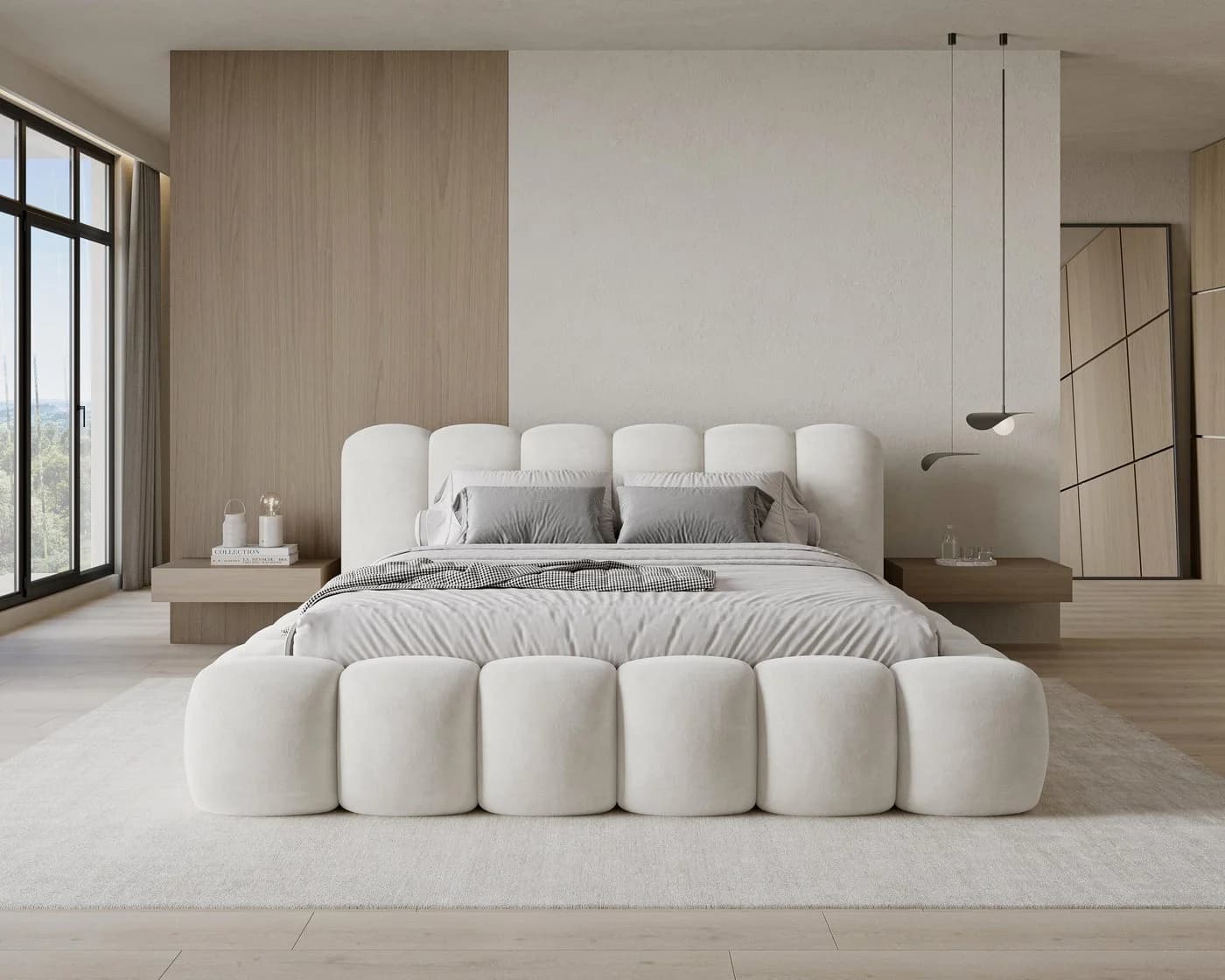 Chilly Möbel Polsterbett Samt Beige mit Stauraum und Hubfunktion
