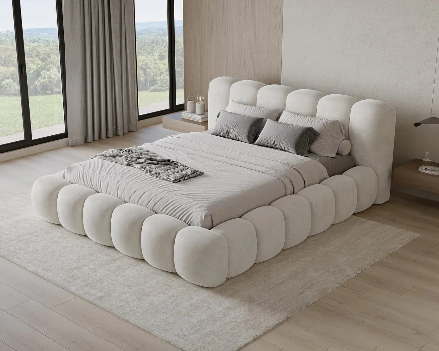 Chilly Möbel Polsterbett Samt Beige mit Stauraum und Hubfunktion - Bild 3
