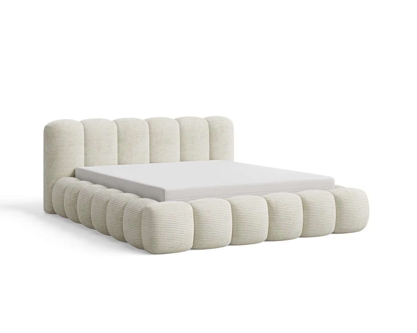 Chilly Möbel Polsterbett Bouclé Beige mit Bettkasten und Lattenrost - Bild 4