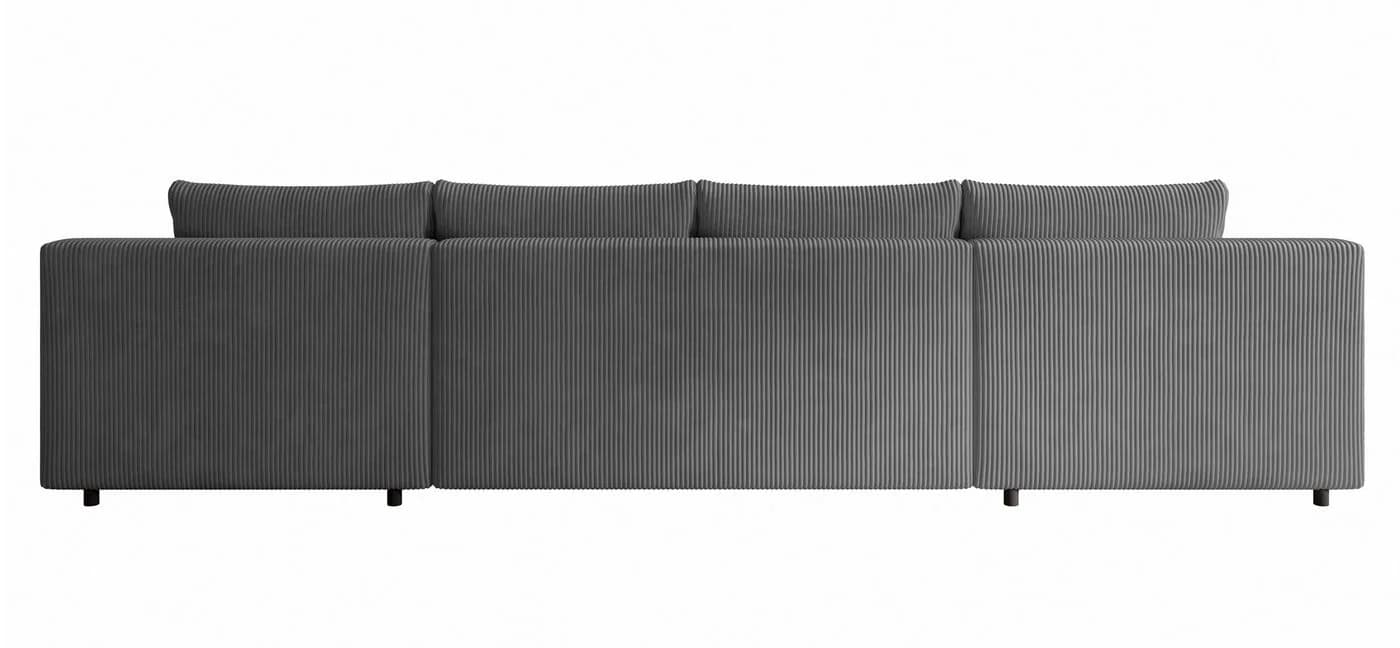 storez24 Ecksofa Ellen U mit Bettkasten und Schlaffunktion Cordstoff Grau - Bild 5