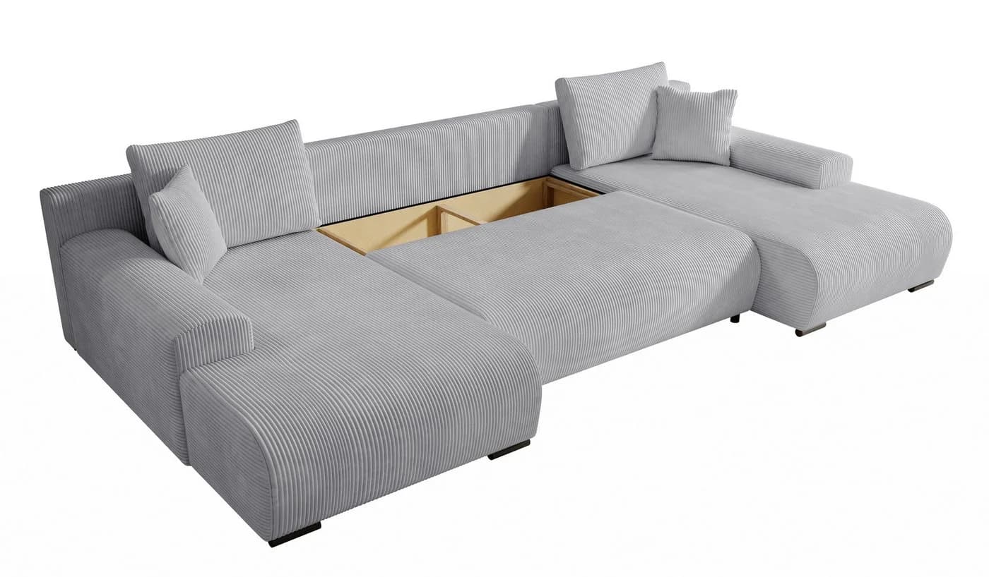 storez24 Ecksofa Ellen U mit Bettkasten und Schlaffunktion, Cordstoff, U-Form, bequem - Bild 3