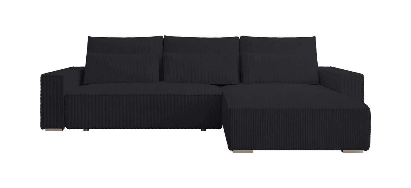 storez24 Ecksofa Alice Schwarz mit Schlaffunktion und Bettkasten
