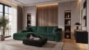 storez24 Ecksofa Soffe mit Schlaffunktion und Bettkasten, Cordstoff Grün Bild 1