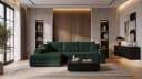 storez24 Ecksofa Soffe mit Schlaffunktion und Bettkasten, Cordstoff Grün Bild 2