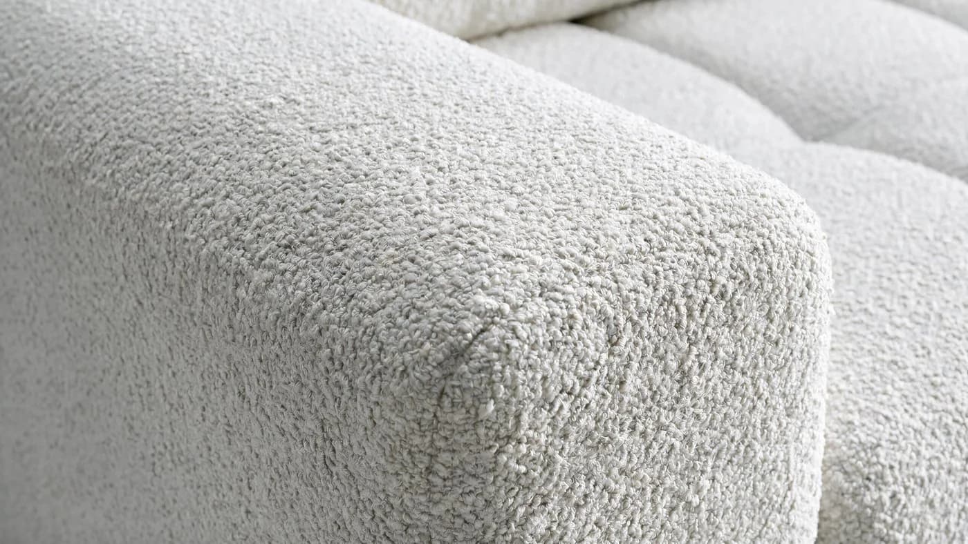 storez24 Ecksofa Ovia mit Schlaffunktion und Bettkasten Bouclé Weiß - Bild 5