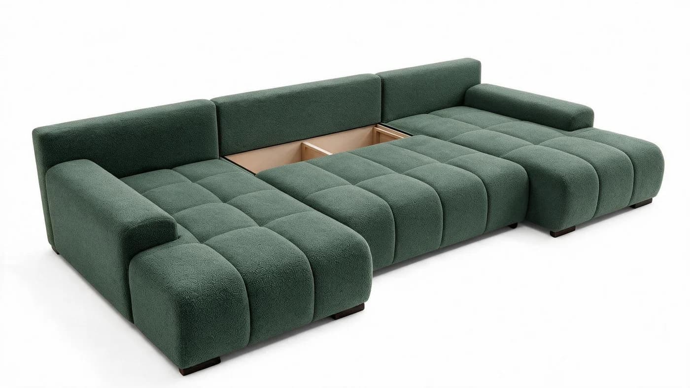 storez24 Ecksofa Ovia U mit Schlaffunktion und Bettkasten Grün - Bild 5