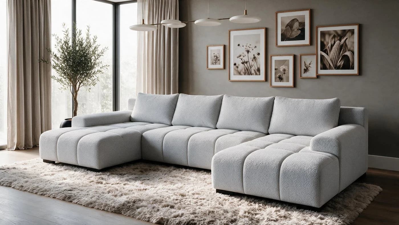 storez24 Ecksofa Ovia U mit Schlaffunktion und Bettkasten grau