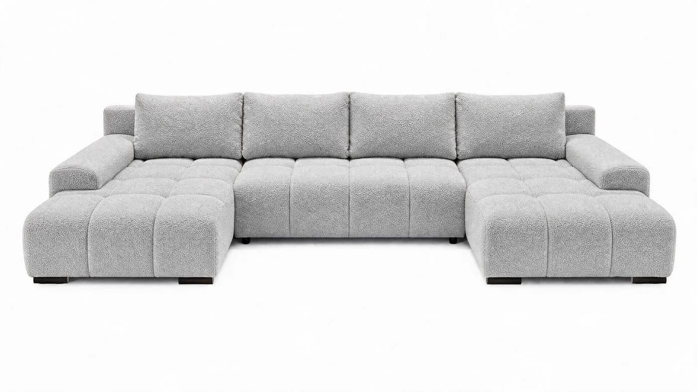 storez24 Ecksofa Ovia U mit Schlaffunktion und Bettkasten grau - Bild 3