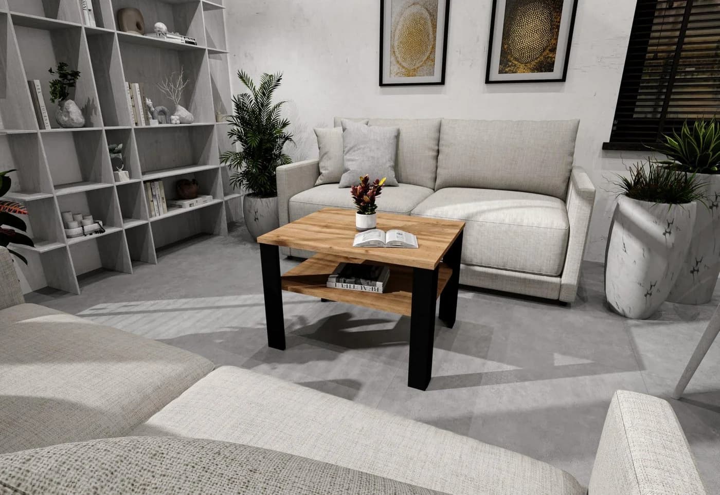 TREND WERK Couchtisch Retro Loft Design mit Ablagefläche - Bild 3
