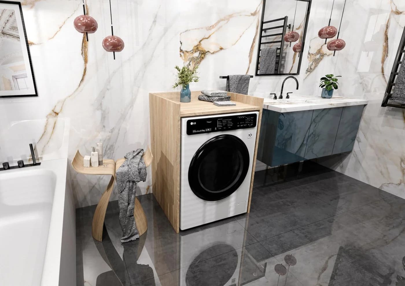 TREND WERK Waschmaschinenumbauschrank Beige Modern