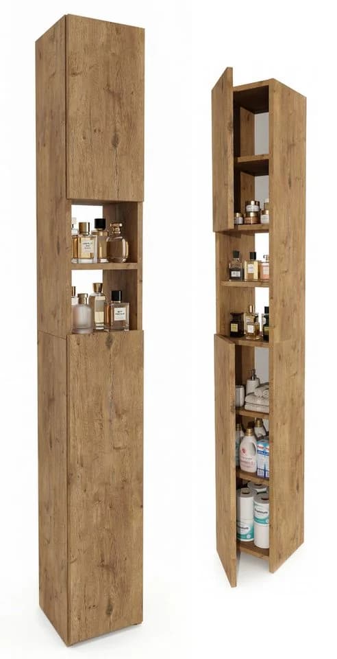 TREND WERK Badschrank Hochschrank schmal Holzoptik - Bild 2