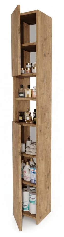 TREND WERK Badschrank Hochschrank schmal Holzoptik - Bild 5