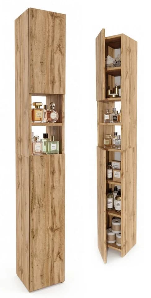 TREND WERK Badschrank schmal stehend Holzoptik - Bild 2