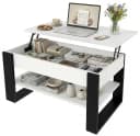 TREND WERK Lift-Couchtisch höhenverstellbar mit Stauraum Weiß/Schwarz Bild 2