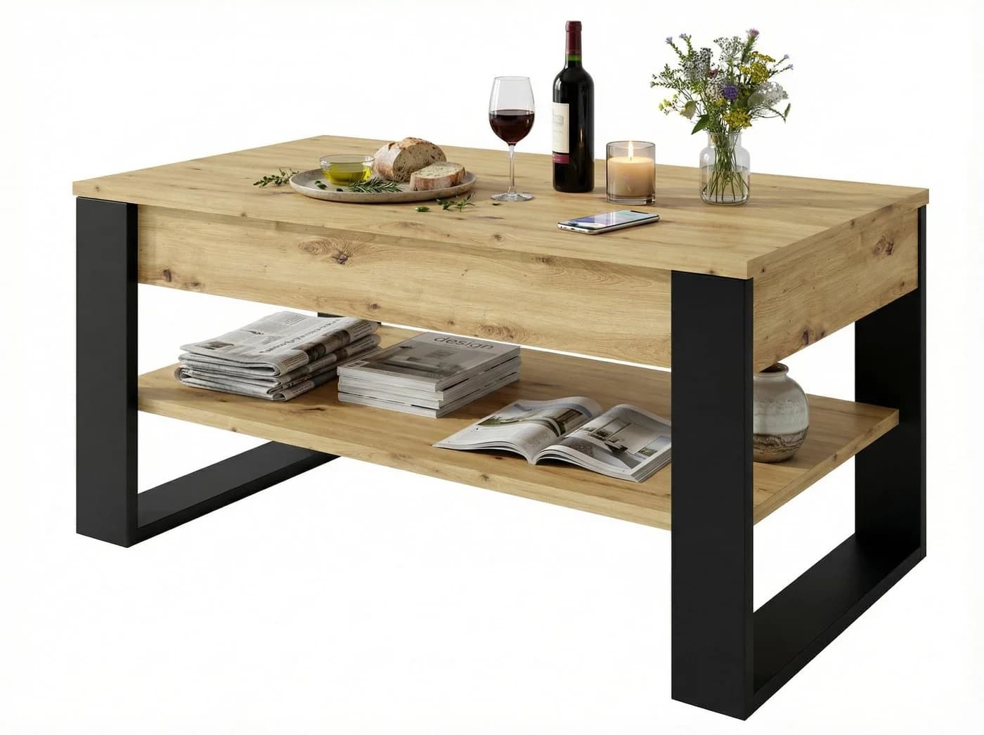 TREND WERK Lift-Couchtisch höhenverstellbar mit Stauraum - Bild 3