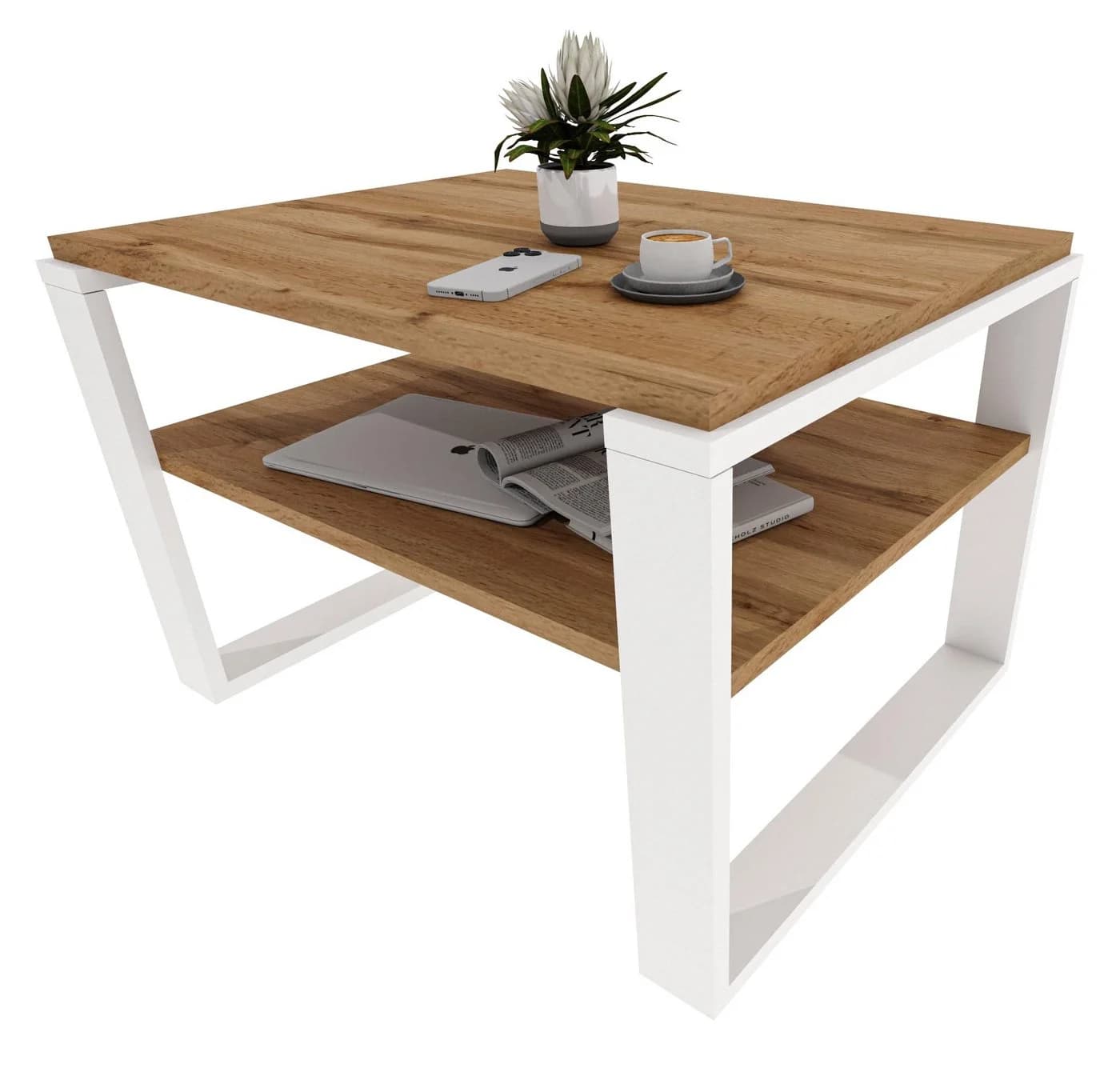 TREND WERK Couchtisch Braun mit Ablagefläche Modern - Bild 2